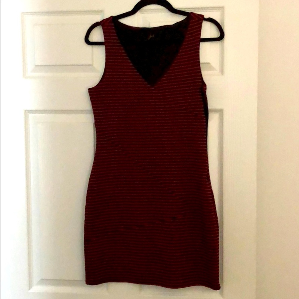 Black and Red Striped Body Con Dress